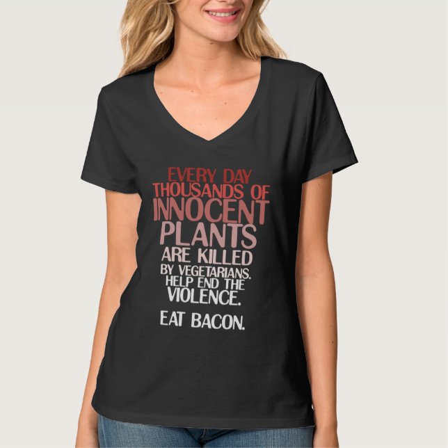 Camiseta Keto Carnivore Joke Eat Bacon Save Innocent Plants (Frente)