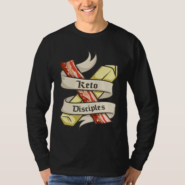 Camiseta Keto Disciples Bacon Butter  Retro Keto Diet Match (Frente)