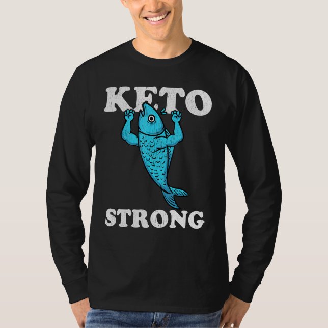 Camiseta Keto Peixe Forte Músculos Ketogênicos Dieta Alta G (Frente)