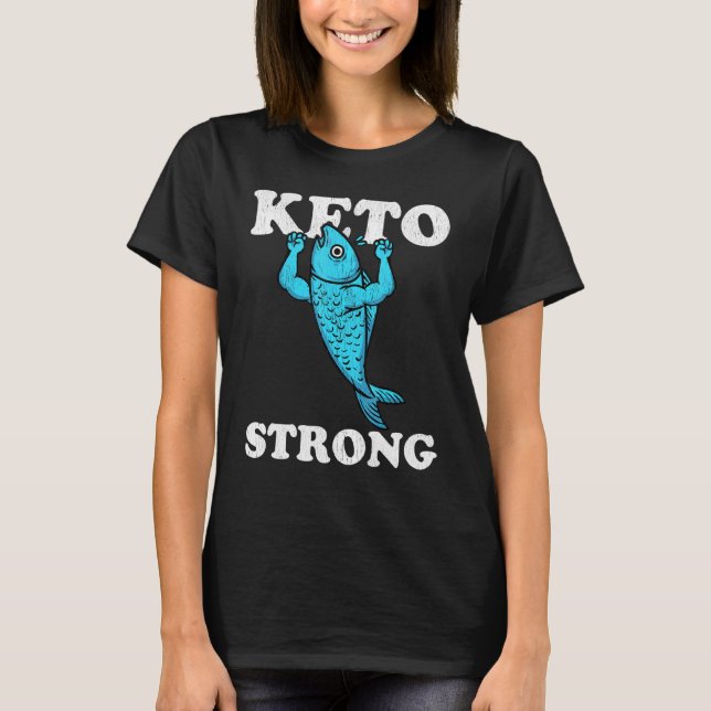 Camiseta Keto Peixe Forte Músculos Ketogênicos Dieta Alta G (Frente)
