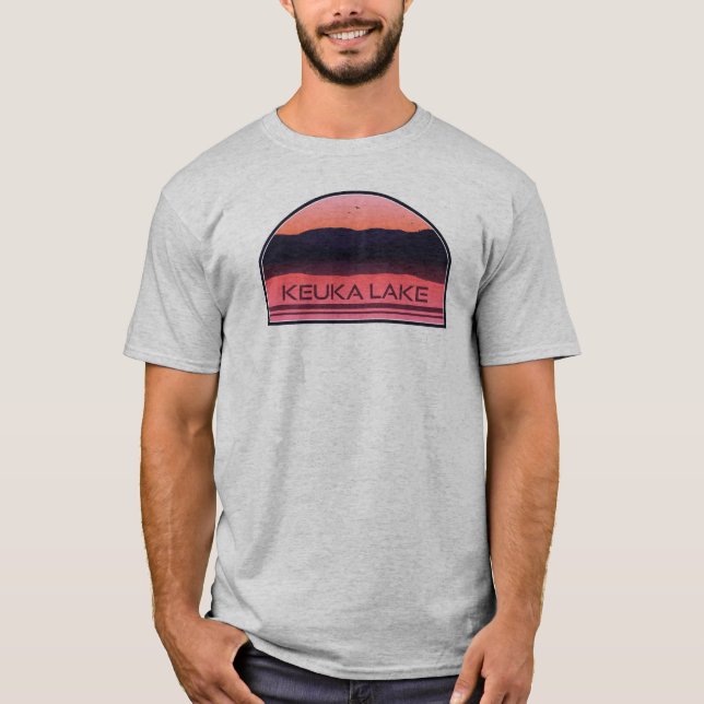 Camiseta Keuka Lake New York Red Sunrise (Frente)