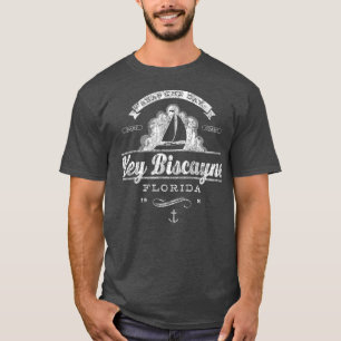 Camiseta Key Biscayne FL Sailboat Vintage Náutico