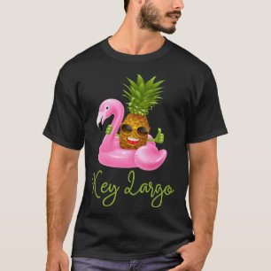 Camiseta Key Largo Florida Beach Tropical Flamingo Pineapp