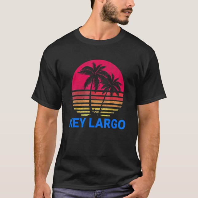 Camiseta Key Largo Florida Beach Vacation Family Retro Dist (Frente)
