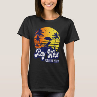 Camiseta Key West 2023 Florida Sunset Beach Retro_1