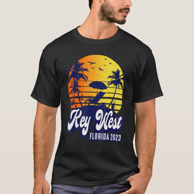 Camiseta Key West 2023 Florida Sunset Beach Retro_1 (Frente)