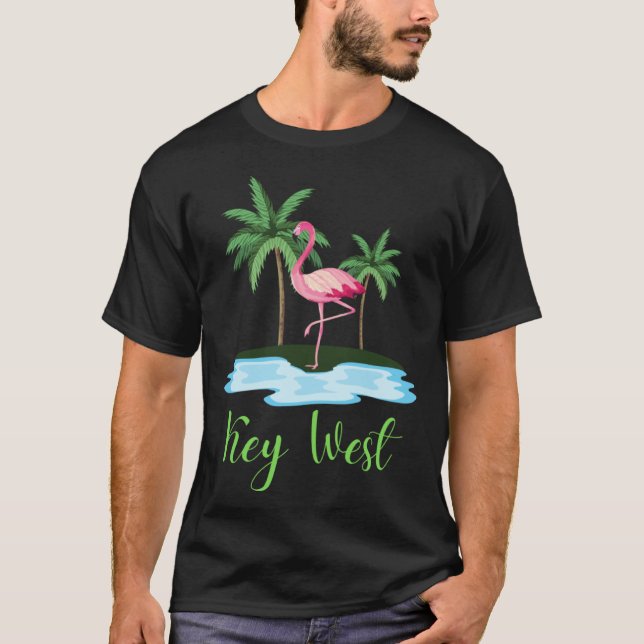 Camiseta Key West Florida Flamingo Tropical Beach Vacation  (Frente)