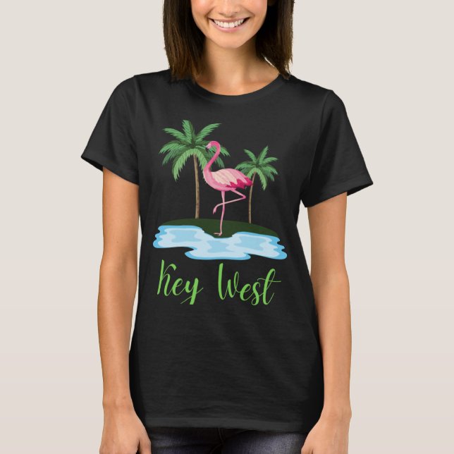 Camiseta Key West Florida Flamingo Tropical Beach Vacing (Frente)