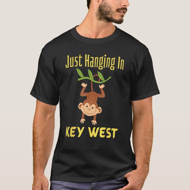 Camiseta Key West Florida Just Hanging Cute Monkey Vacation (Frente)