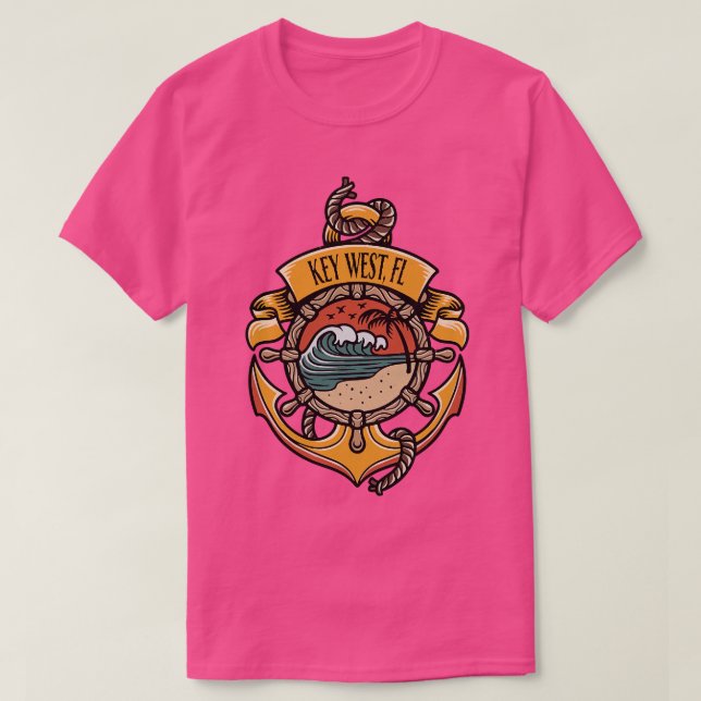 Camiseta Key West Florida Keys Barco Fisheries Beac (Frente do Design)