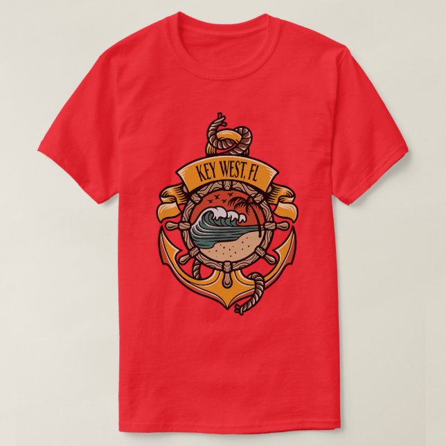 Camiseta Key West Florida Keys Barco Fisheries Beac (Frente do Design)