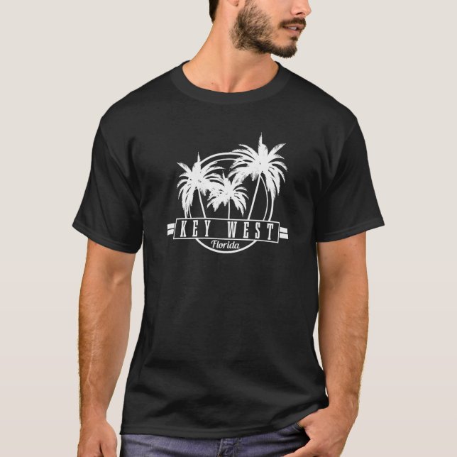 Camiseta Key West Florida Palm Tree Vintage (Frente)