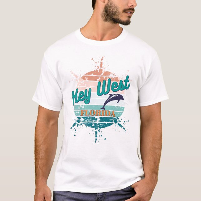 Camiseta Key West Florida Retro Vintage Sunset (Frente)