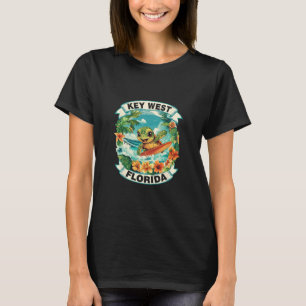 Camiseta Key West Flórida Tartaruga Marinha Fofo Surfando F
