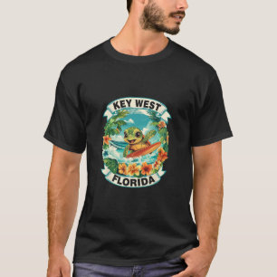 Camiseta Key West Flórida Tartaruga Marinha Fofo Surfando F