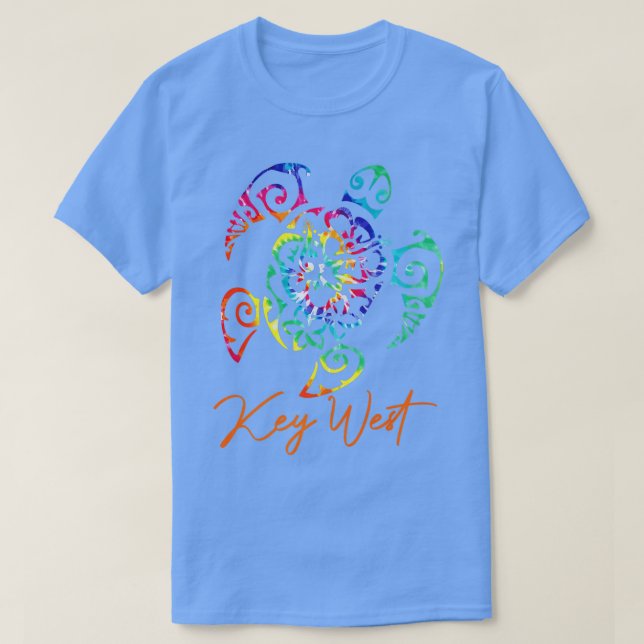 Camiseta Key West Florida Tie Dye Sea Turtle Vacation 2023 (Frente do Design)