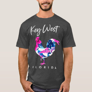 Camiseta Key West Florida Tropical Flowers Chicken Lover So