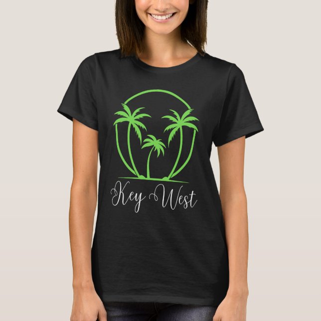 Camiseta Key West Florida Vacation Beach Tropical Palm Tree (Frente)