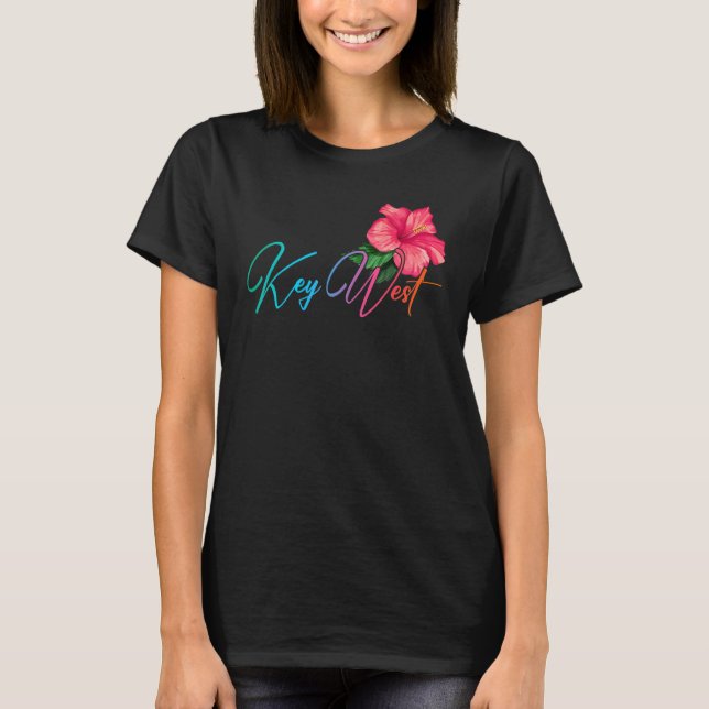 Camiseta Key West Hibiscus Flowers Florida Beach Luau Party (Frente)