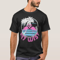 Key West Pink Flamingo Heart 80s Retro Vintage