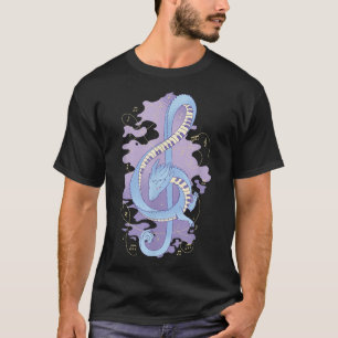 Camiseta Keyboard Music Dragon Amante Homens Mulheres Gráfi