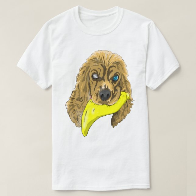 Camiseta Keys & Banana, o cocker spaniel miniatura (Frente do Design)