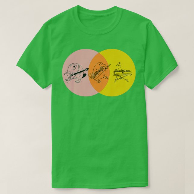 Camiseta Keytar Platypus Venn Diagram Purple Orange Yellow (Frente do Design)