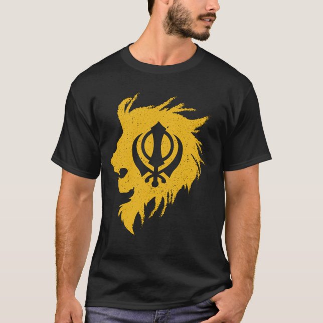 Camiseta Khanda lion kaur - punjabi - presente sikhism sikh (Frente)