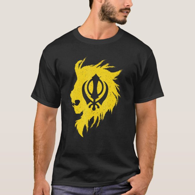 Camiseta Khanda Lion Kaur Punjabi Sikhism Sikh (Frente)
