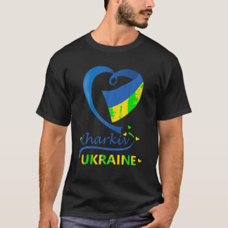 Camiseta Kharkiv Ucrânia Bandeira Nacional Incêndio Cardíac