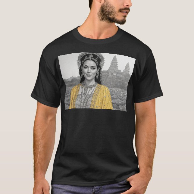 Camiseta Khmer Princess Gracing Angkor Wat (Frente)