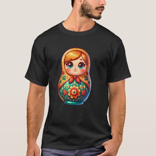Camiseta Khokhloma russo Russos Matriosh Russo (Frente)