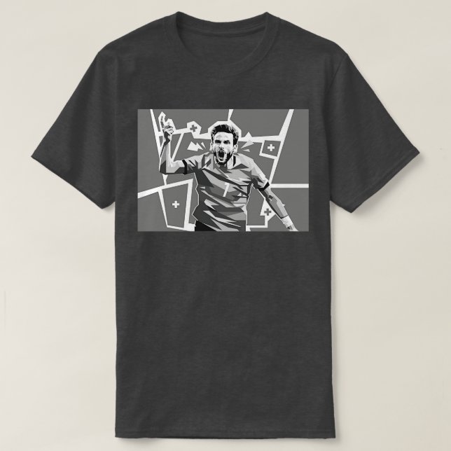 Camiseta Khvicha Kvaratskhelia em tons de cinza TShirt (Frente do Design)