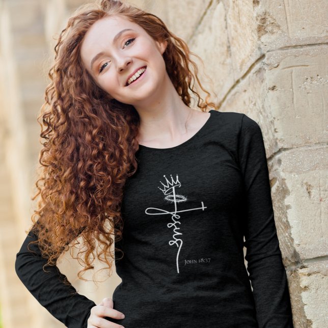 Camiseta KI JESUS, Leve Longa das Mulheres Cristãs (Criador carregado)