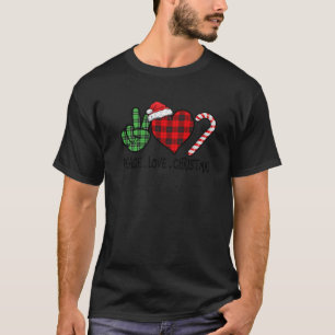 Camiseta Ki Peace Love Christmas Candy Cane Red Green Xadre