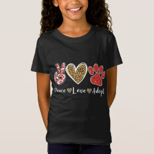 Camiseta Ki Peace Love Rescut Adote Cão Gato Figurume P