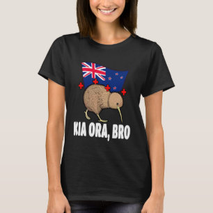 Camiseta Kia Ora Irmão Bandeira Kiwi da Nova Zelândia Pássa