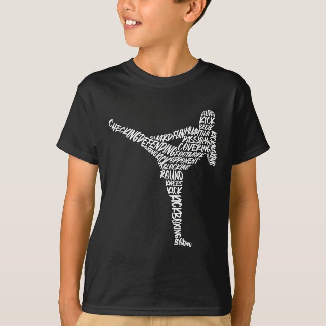Camiseta Kickboxer Martial Arts Typography Men Kids Boys Ki (Frente)
