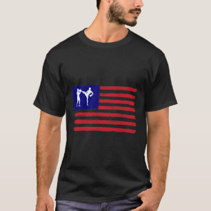 Camiseta Kickboxing 4 de Julho Patriótico Distressed Americ