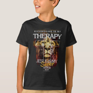 Camiseta Kickboxing É Minha Terapia Jesus Meu Salvador Luta