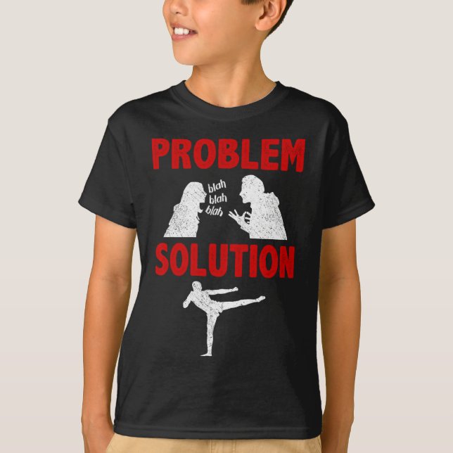Camiseta Kickboxing Kickboxer Problema Solução Hobby  (Frente)