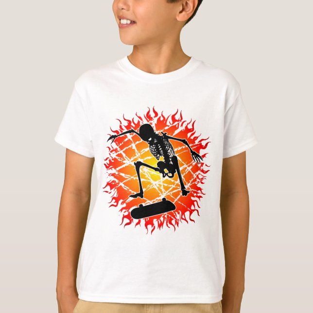 Camiseta kickflip de esqueleto (Frente)