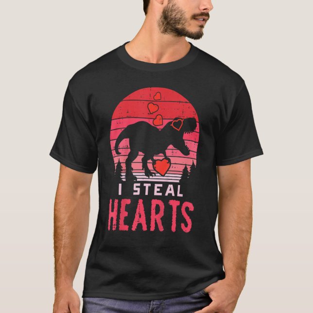 Camiseta Kid I Steal Hearts Dino Trex Toddler Baby Boy Vale (Frente)