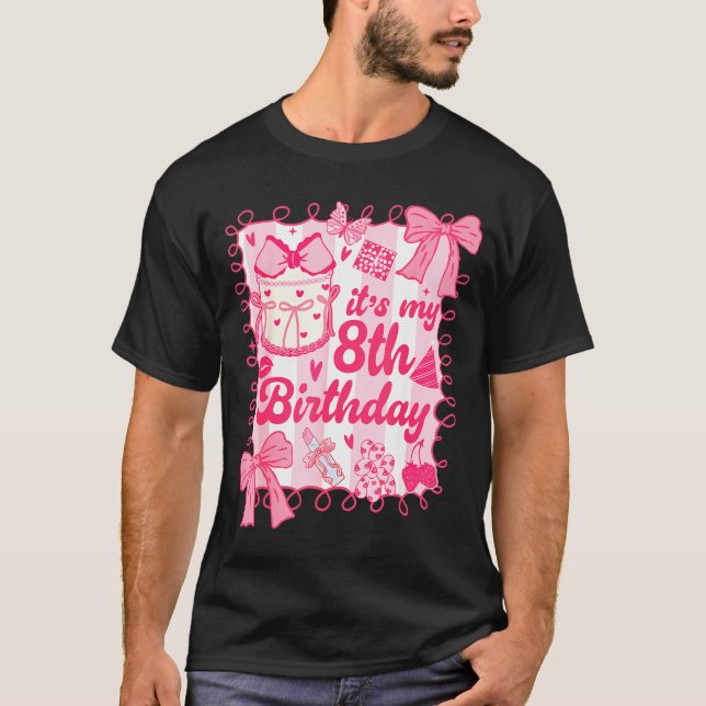 Camiseta Kid Its My 8th Birthday Coquette Aesthetic 8 Years (Frente)