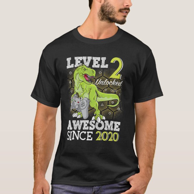 Camiseta Kid Level 2 Unlocked Awesome 2020 2 Years Old Game (Frente)