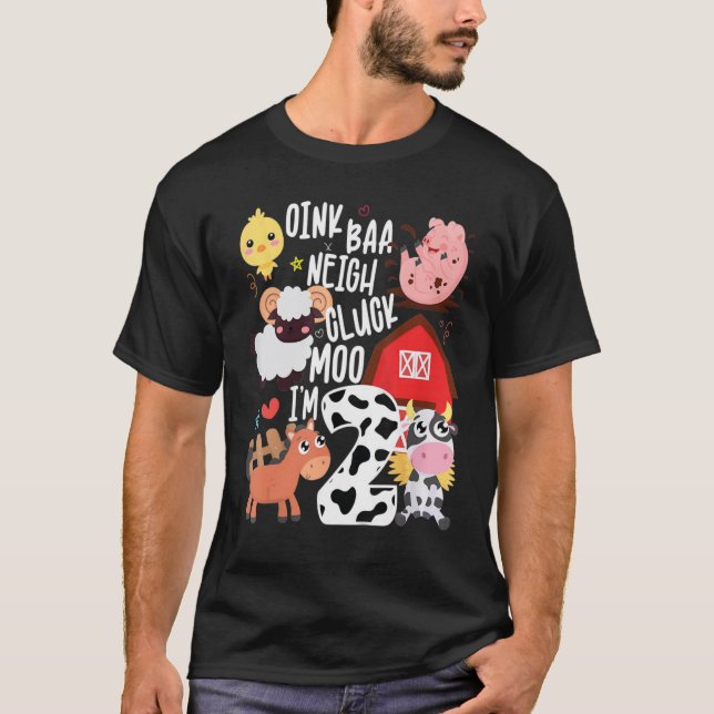 Camiseta Kid Oink Baa Neigh Cluck Moo Im Duas Festas de ani (Frente)