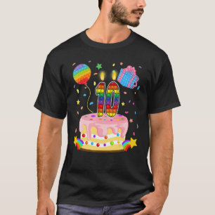 Camiseta Kid Pop It 10th Birthday cake Meninas 10 anos