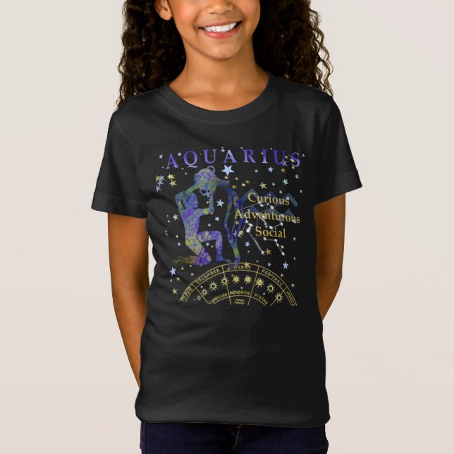 Camiseta Kid Retro Aquarius Traços Zodiac T-Shirt (Frente)