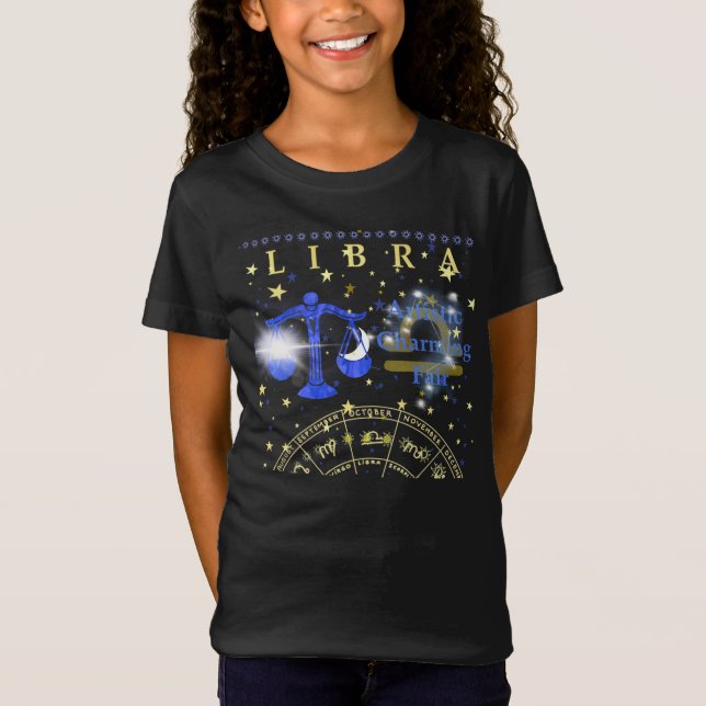 Camiseta Kid Retro Libra Zodiac Traços T-Shirt (Frente)