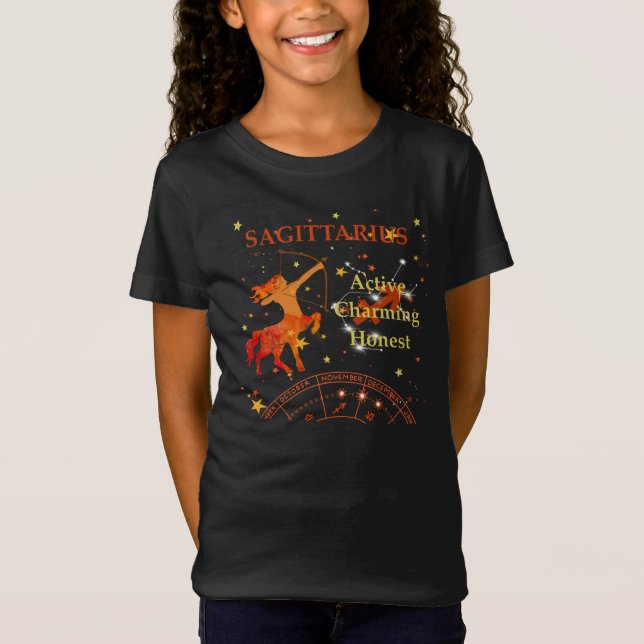 Camiseta Kid Retro Sagittarius Traços Zodiac T-Shirt (Frente)